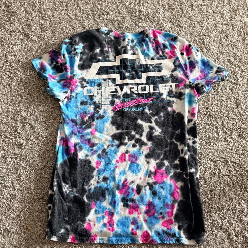 Chevrolet Chevy Tie Dye Blue Black Pink Car Shirt Size Medium
